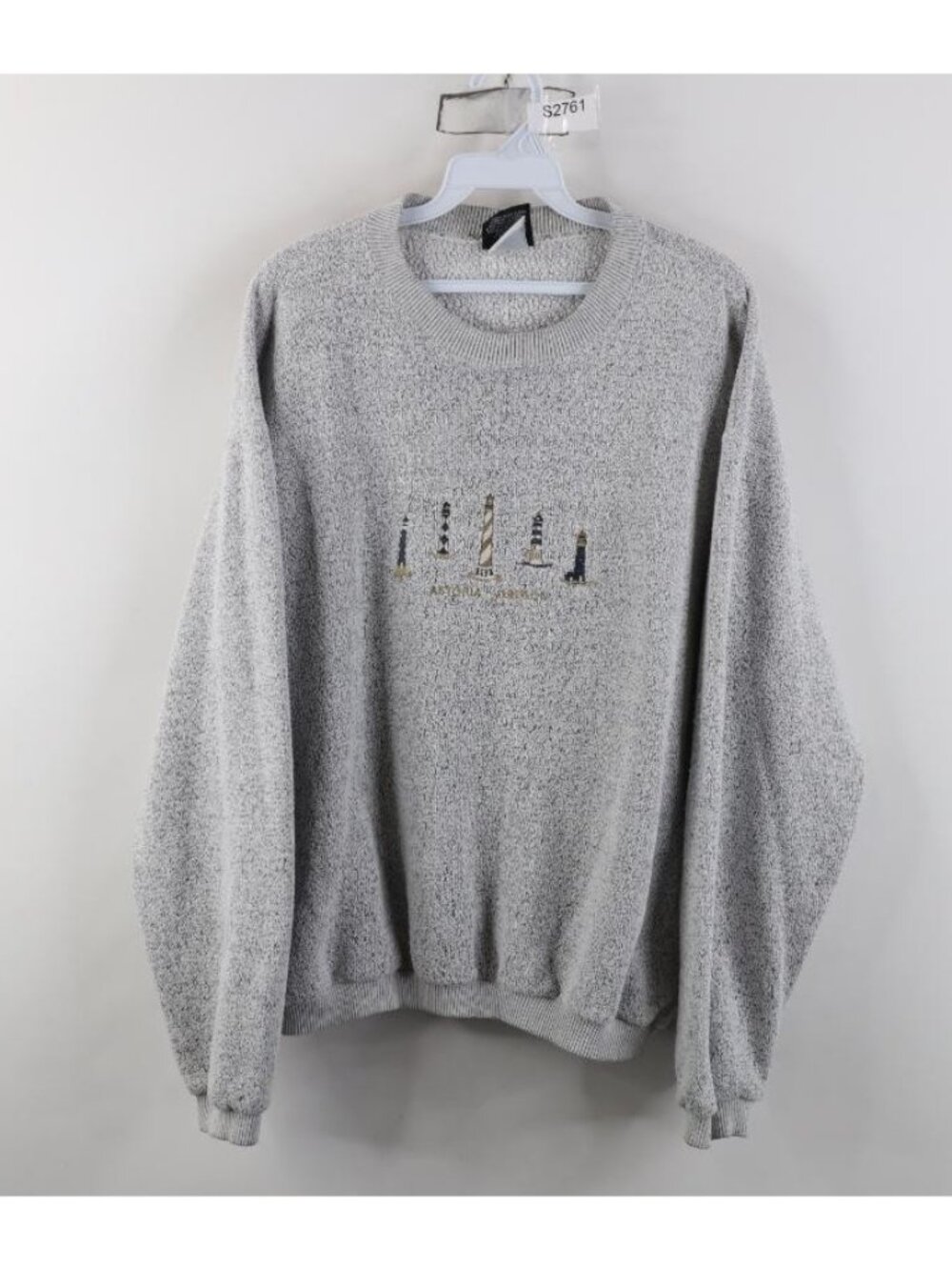 Vintage 90s Womens Large Astoria Oregon Lighthouse Terry Cloth Sweatshirt USA